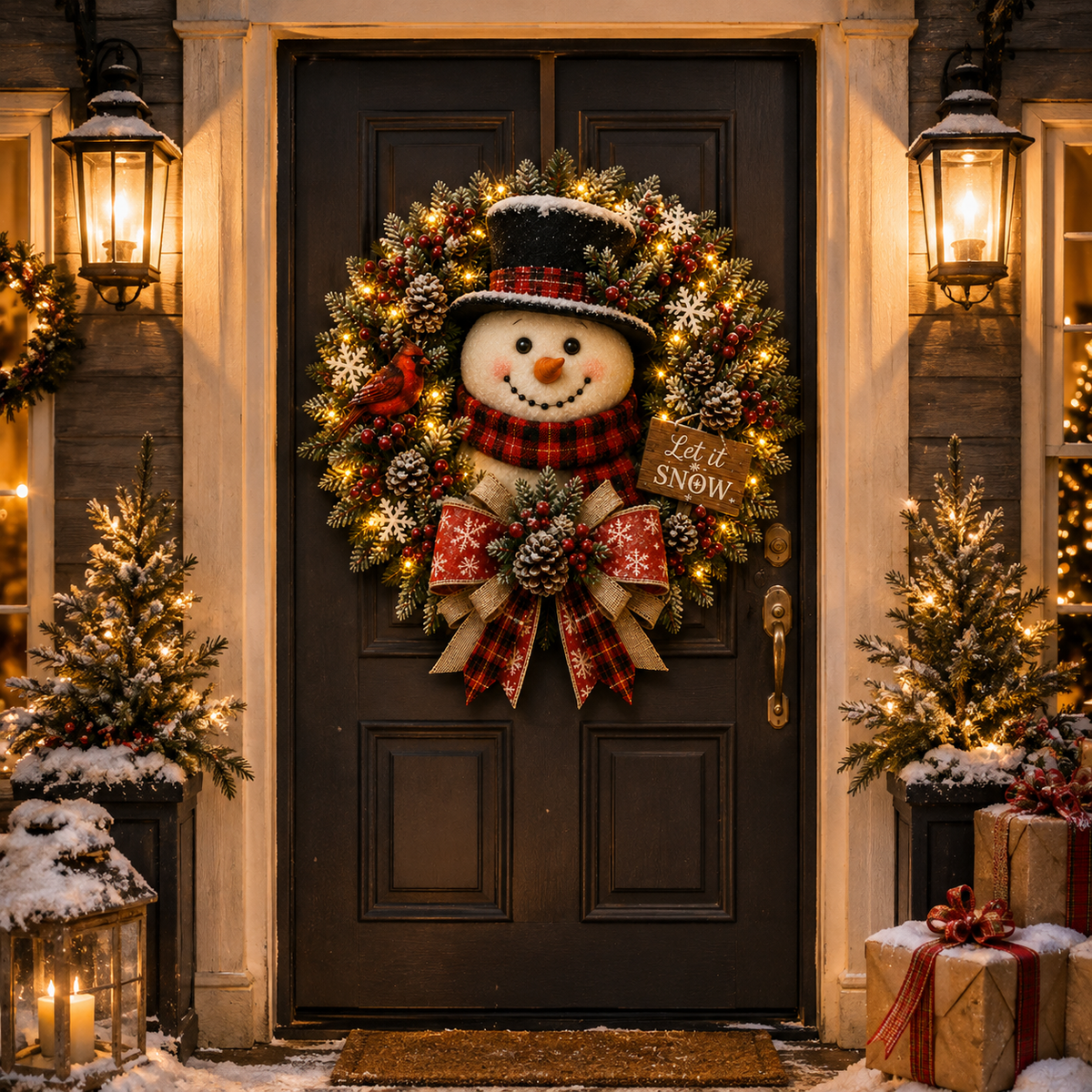 ✨✨Hot Sale 40% OFF⛄ Pre-Lit Snowman Christmas Wreath – Bring Holiday Cheer to Every Door