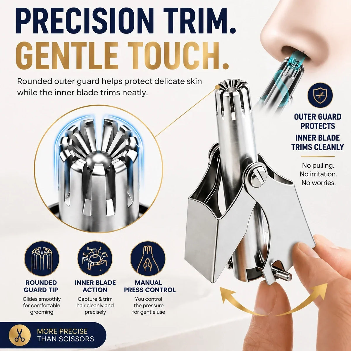 👍👃Precision Stainless Steel Nose Hair Trimmer